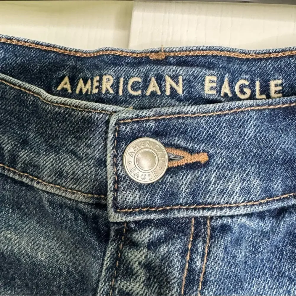 American Eagle Outfitters STIRIGID Relaxed Denim Shorts Long Inseam Distressed 6